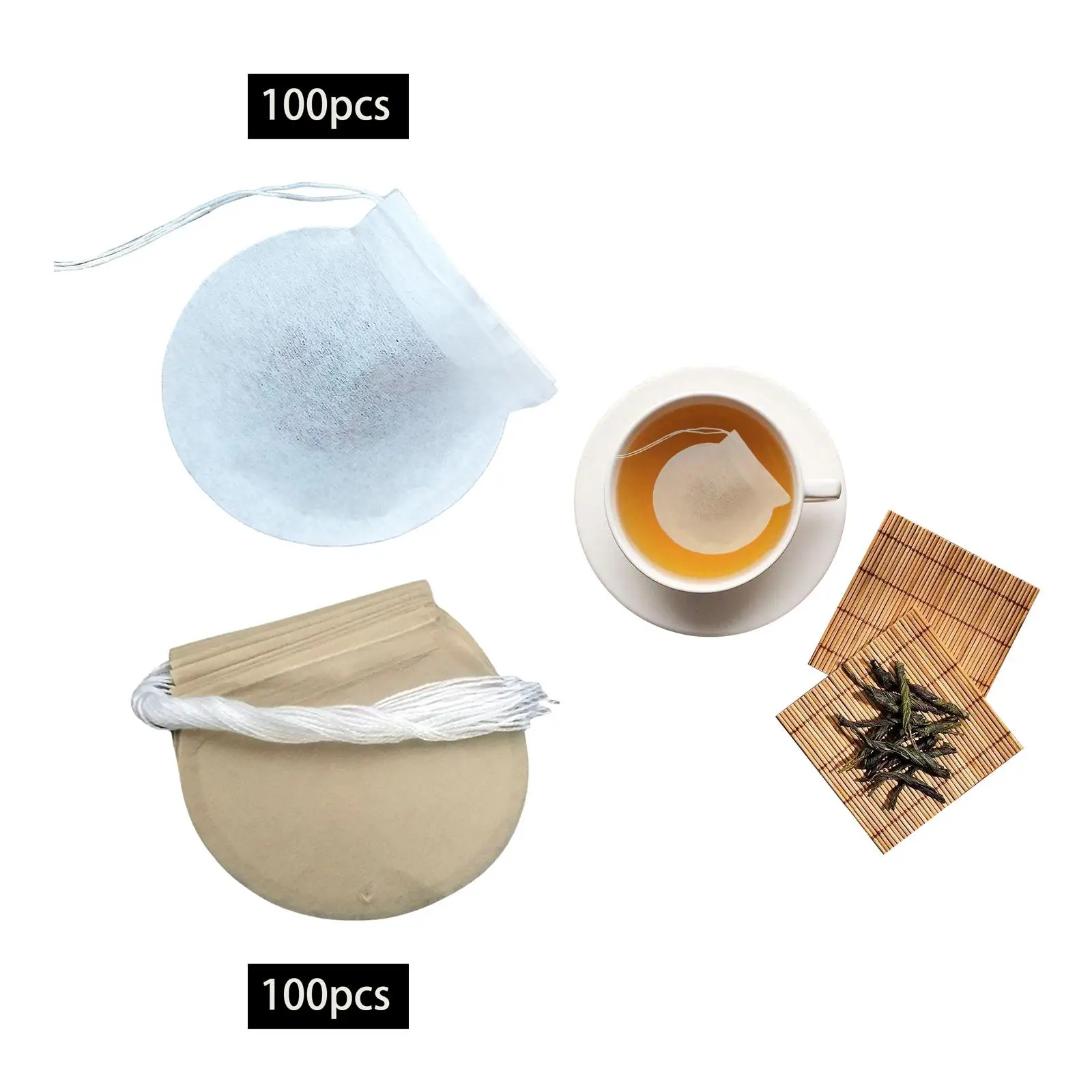 100 Pieces Tea Filter Bags Pepper Spices Tea Infuser Tea Leaf Filter Bags