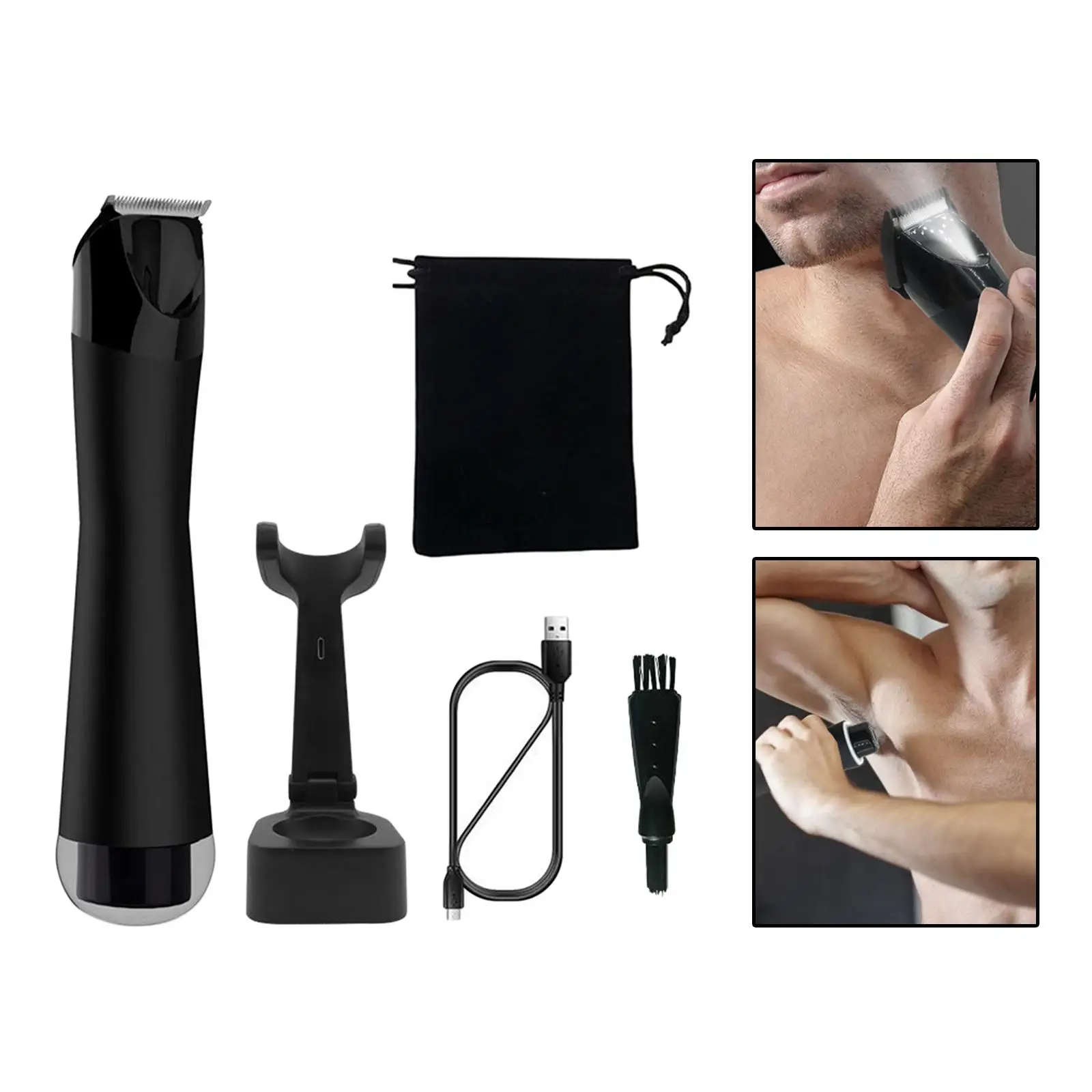 Double Head Electric Groin Hair Shaver for Men, USB Charging Detachable Professional