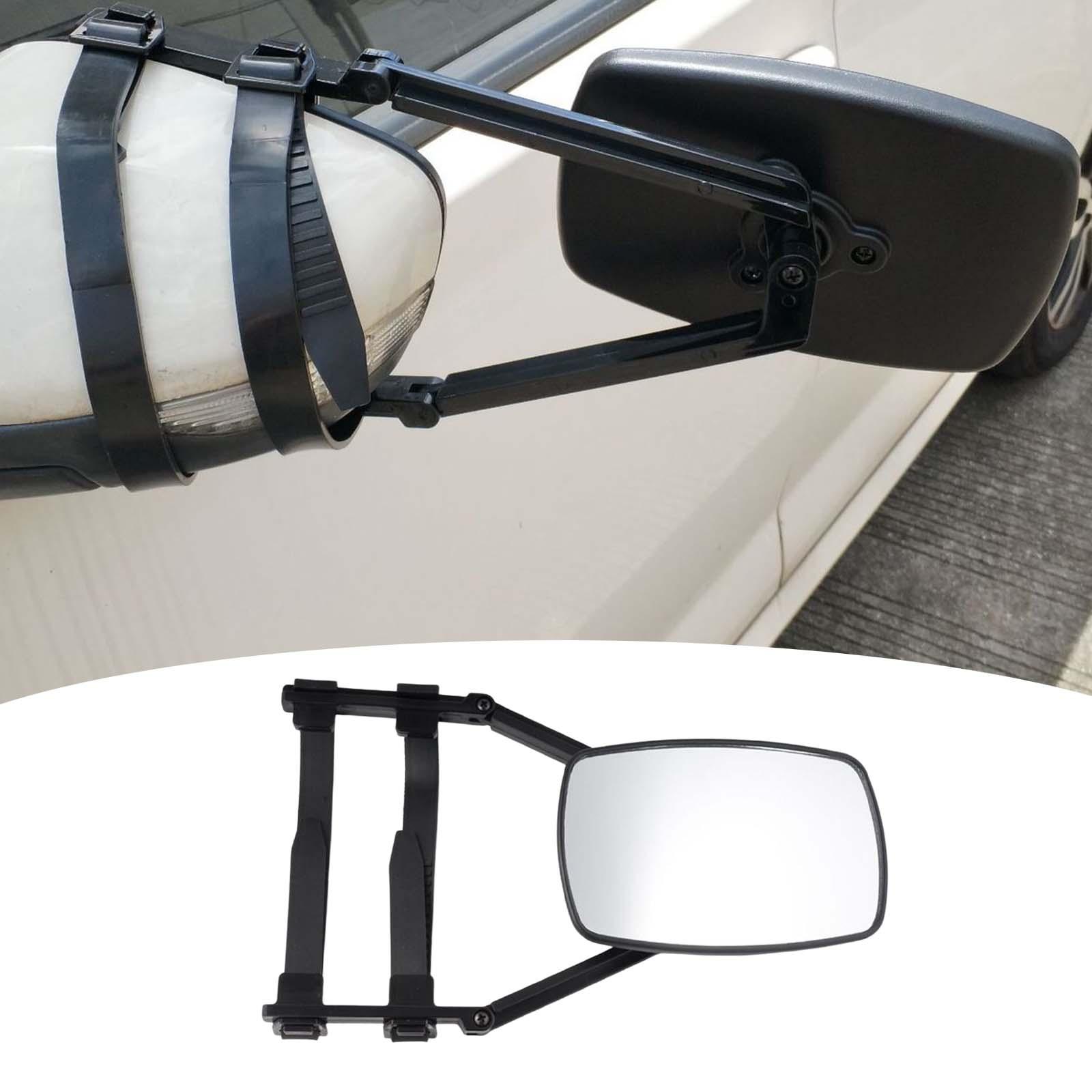 Clip On Towing Mirror Extensions 360 Degrees to Rotate Universal Black