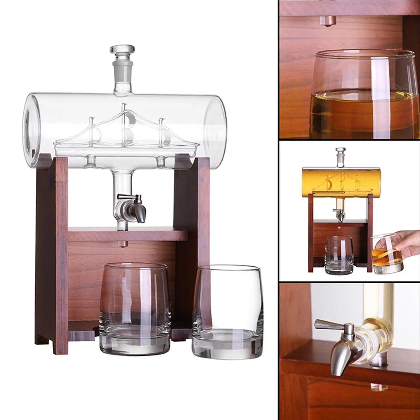 Sail Boat Decanter Gift for Wine Fans Transparent with Pourer Home Bar