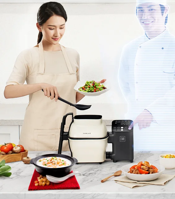 Automatic Cooking Machine 2.2L Large Capacity Lazy Cook Cooking Machine  Intelligent Smokeless Robot Home Cookings Machine