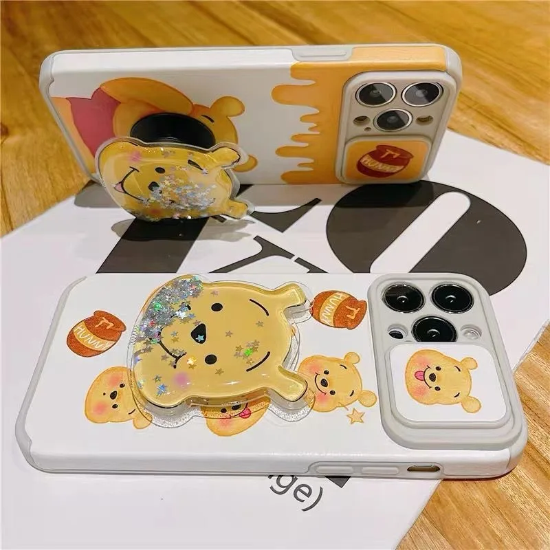 Disney Winnie the Pooh Sliding Window with Bracket Phone Cases For iPhone 13 12 11 Pro Max XR XS MAX X Back Cover iphone 13 pro max wallet case