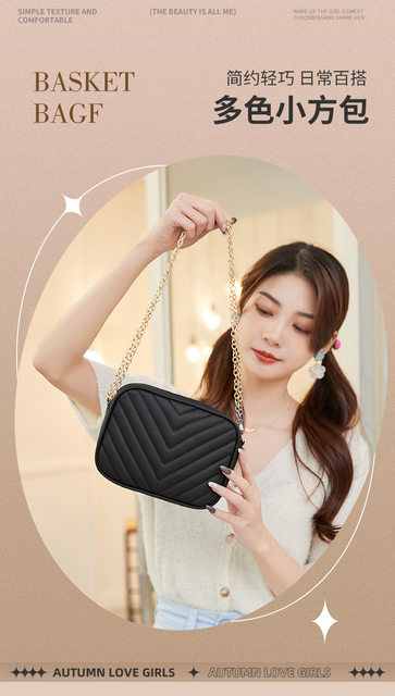 Grace U/韓国単独/Feather Chain Strap Pouch Bag (White) New Versatile Korean Handbag Fashion Casual Chain Shoulder