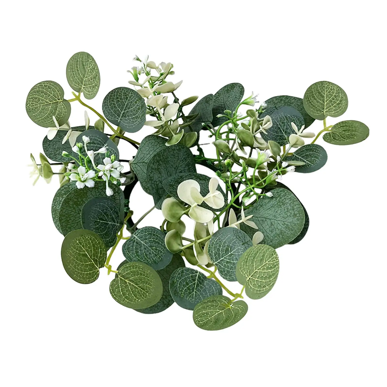 Artificial Eucalyptus Wreath Decoration 9.8inch Greenery Garland Rustic Candle Ring for Tabletop Easter Kitchen Dining Room Door