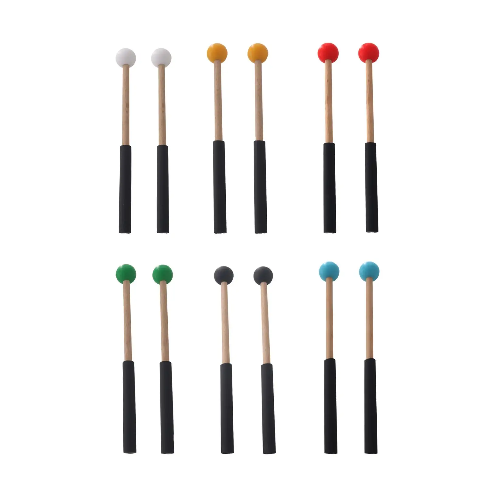 2 Pieces 8.6inch Rubber Mallet Percussion Musical Drumstick Percussion Drumsticks for Music Education Marimba Yoga Exercise
