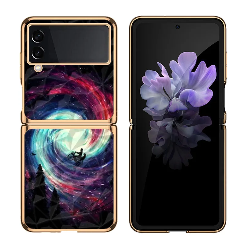 galaxy z flip3 5g case Through The Starry Black Hole Case for Samsung Galaxy Z Flip 3 5G Case Z Flip3 PC Hard Shockproof Back Cover Phone Case samsung galaxy z flip3 phone case