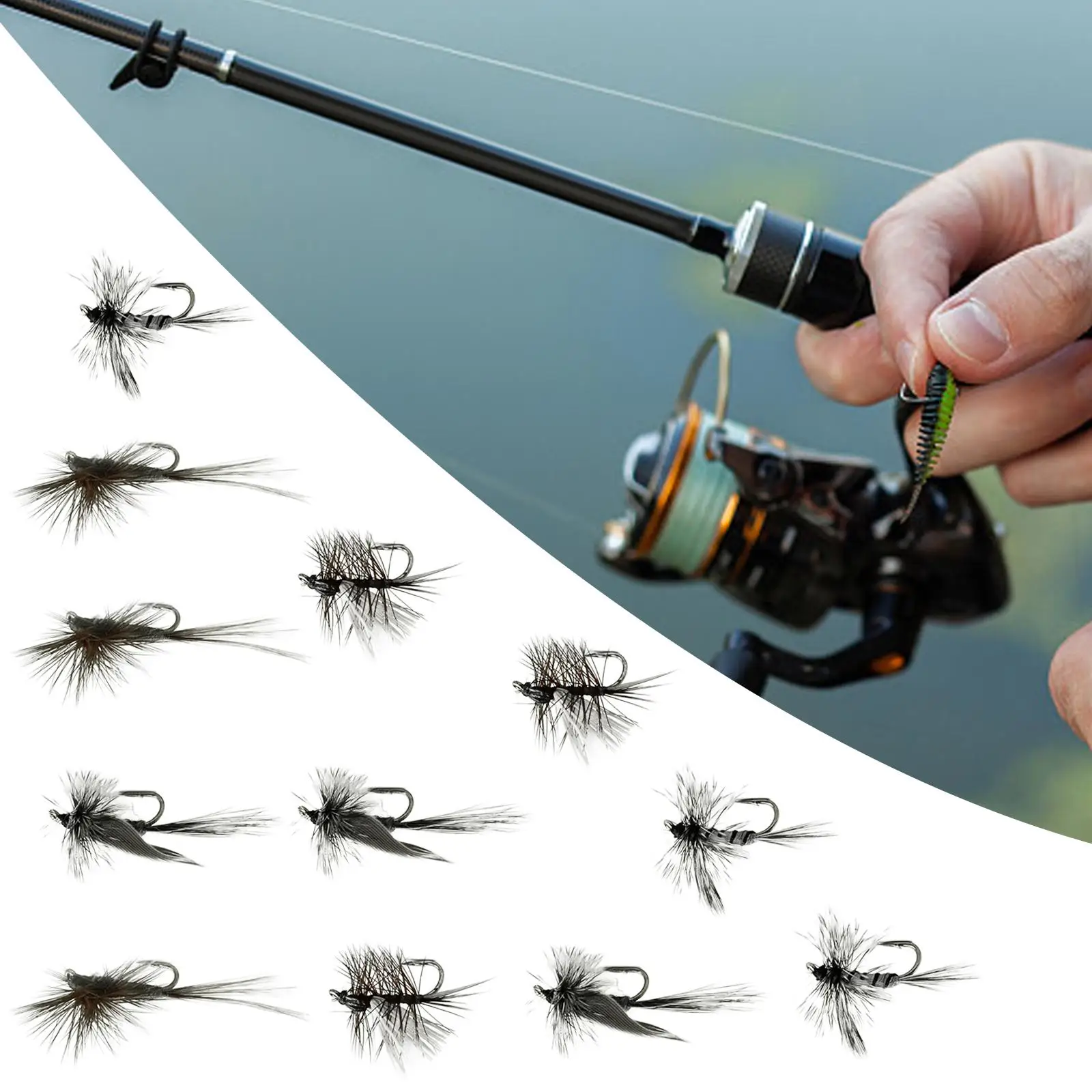 12x Fly Fishing Flies Fly Fishing Lures Kit Sea Fishing Fishing Gear Outdoor Fishing Bait with Hooks for Perch Bass Trout Salmon