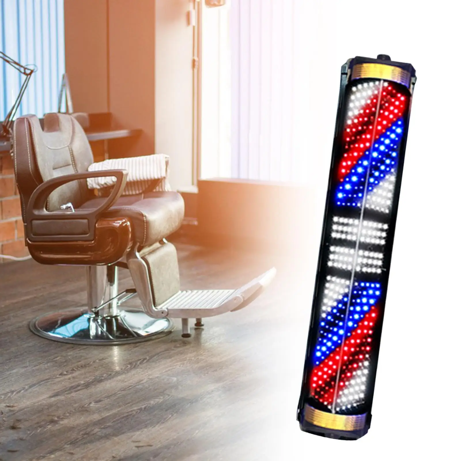 Classic Barber Shop Sign Open Waterproof Stripes Red Rotating Pole LED Light for Business Street Outdoor Hair Salon