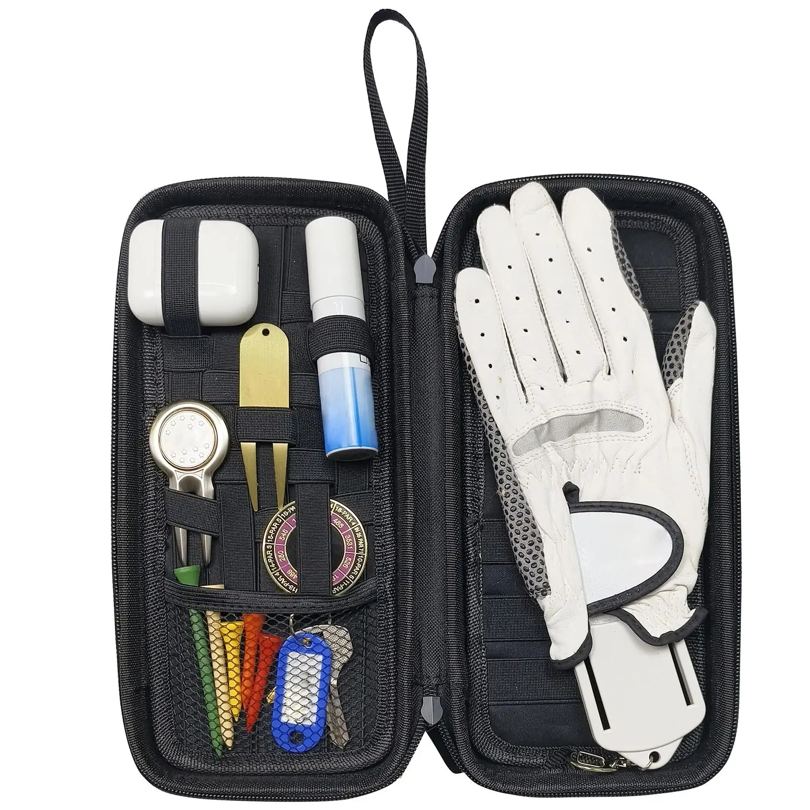 Golf Gloves Holder Universal with Attachable Glove Shaper Glove Caddie for Tees Repair Tools Ball Markers Essentials Phone