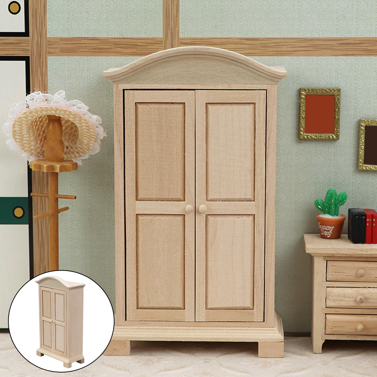 Dollhouse Storage Wardrobe Miniature 1:12 Crafts Dollhouse Furniture for Girls Boys