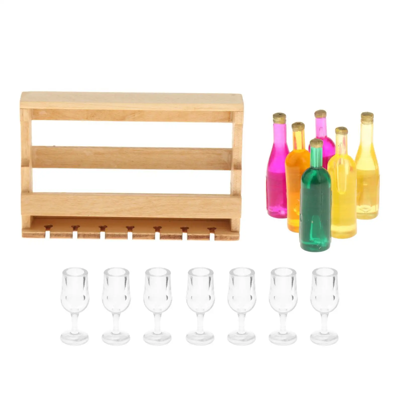 14x 1:12 Wine Rack with Bottles and Glass Cup, Doll Accessories Decoration Toys