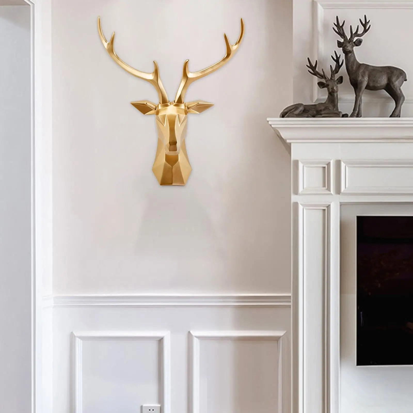 3 Head Decorative -Elegant Wall Sculpture Decor -Farmhouse Decor -Geometry Deer Antlers Gallery Wall