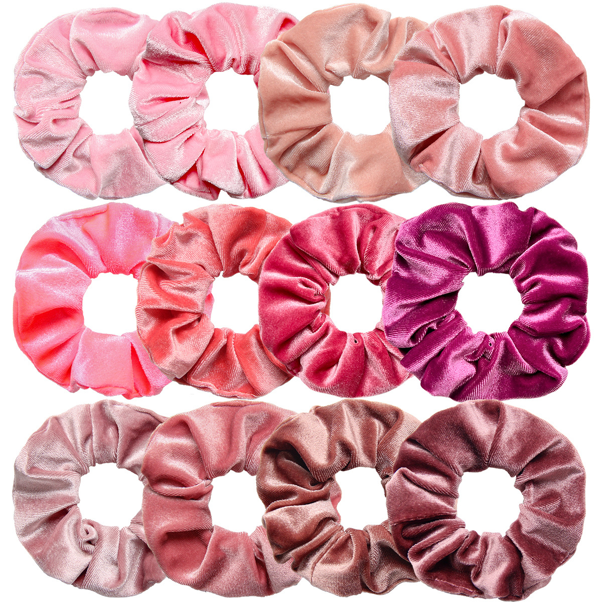 12 Stück Vintage Damen Rosa Samt Scrunchies Baby Mädchen Kopfbedeckung Weiß Schwarz Blau Grün Elastische Haarbänder Kinder Haarschmuck – Detail 14