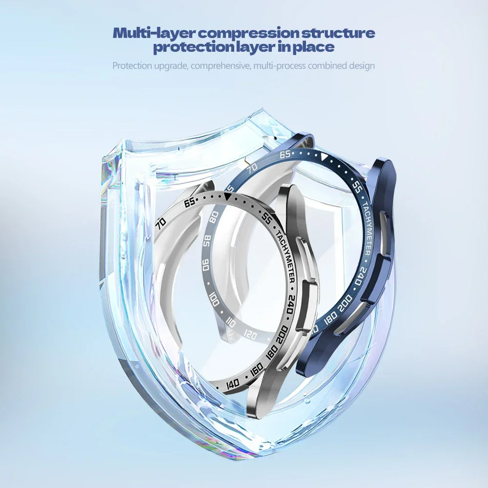 Tempered Glass+Bezel+Case For Samsung Galaxy Watch 6 Classic 43mm 47mm Cover TPU Bumper All-Around Protector Clear Screen Bezels