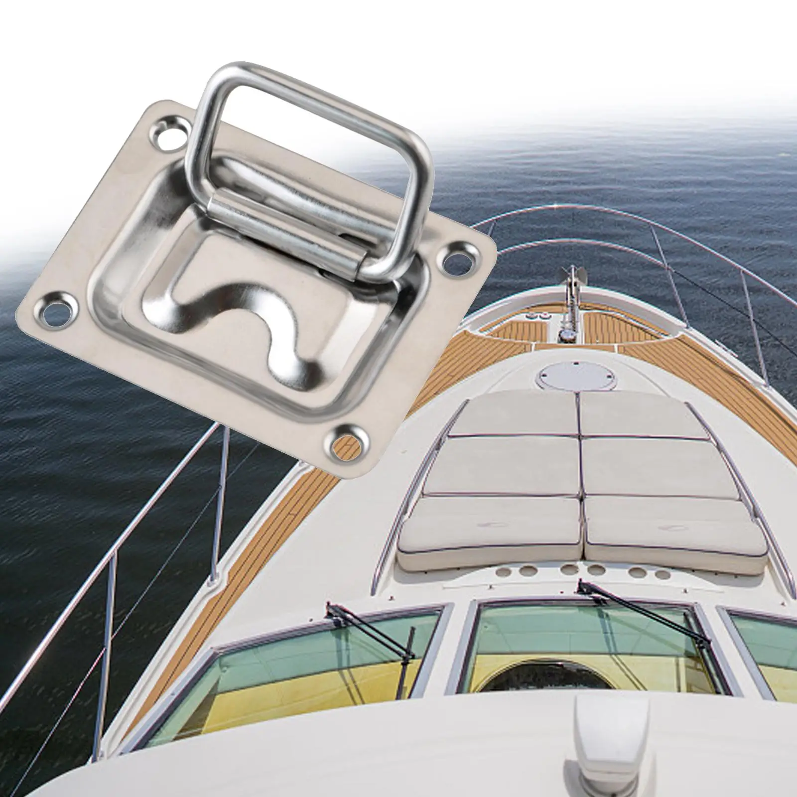 Stainless Steel Hatch Pull Flush Lift Boat Ring Spare Parts Replaces Assembly Hatch Pull Buckle Easy to Install Boat Accessories