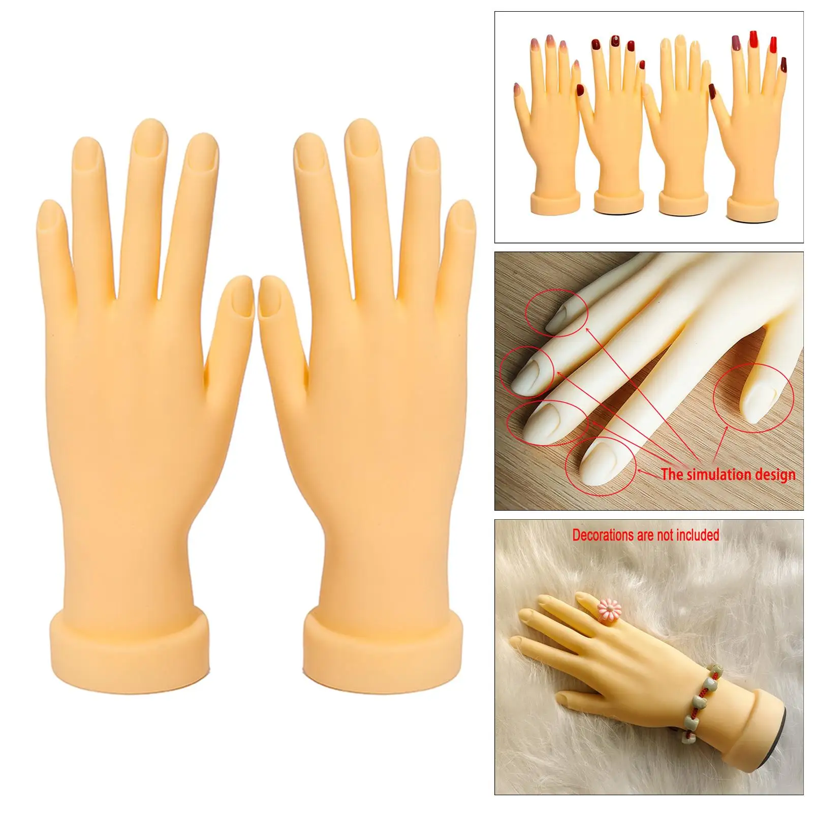 Nail Practice Hand Bendable Stand Manicure Tool Nails Training Hands for Technician Manicure Supply Paint Display DIY Beginners