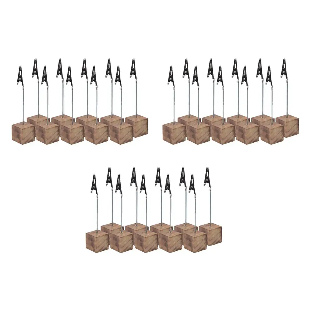 30 Pieces Fire  Wooden Base Wire Photo Clip Wedding Table  Holders