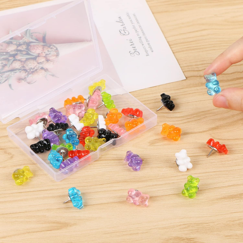Description Picture 3 of item20Pcs Resin Candy Gummy Bear Push Pins Decorative cute Cork Board Thumbtacks for Bulletin Board Photos Wall Pins Office Supplies