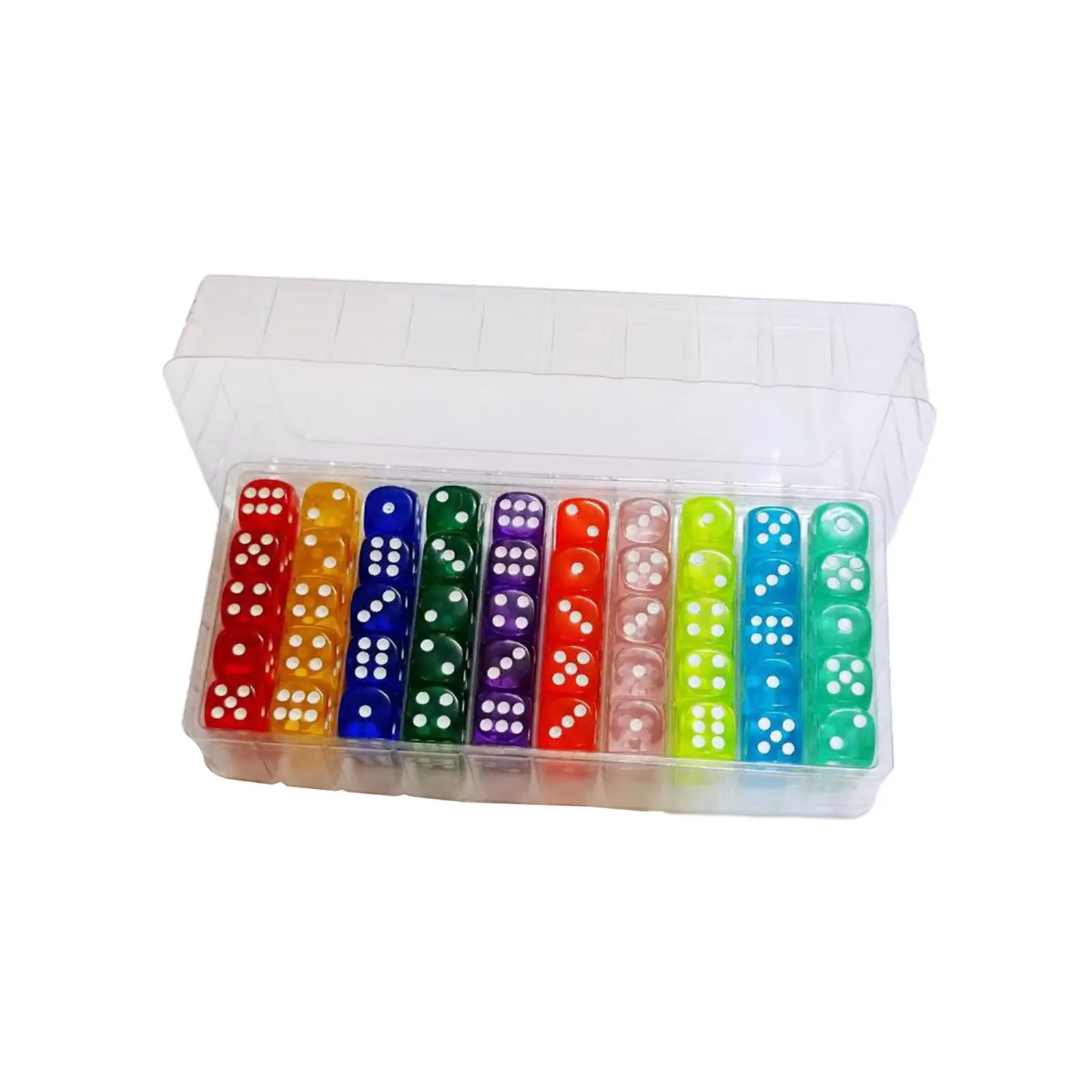 100Pcs 6 Sided Dice Set Translucent Colors Acrylic Dice Round Corner 14mm for