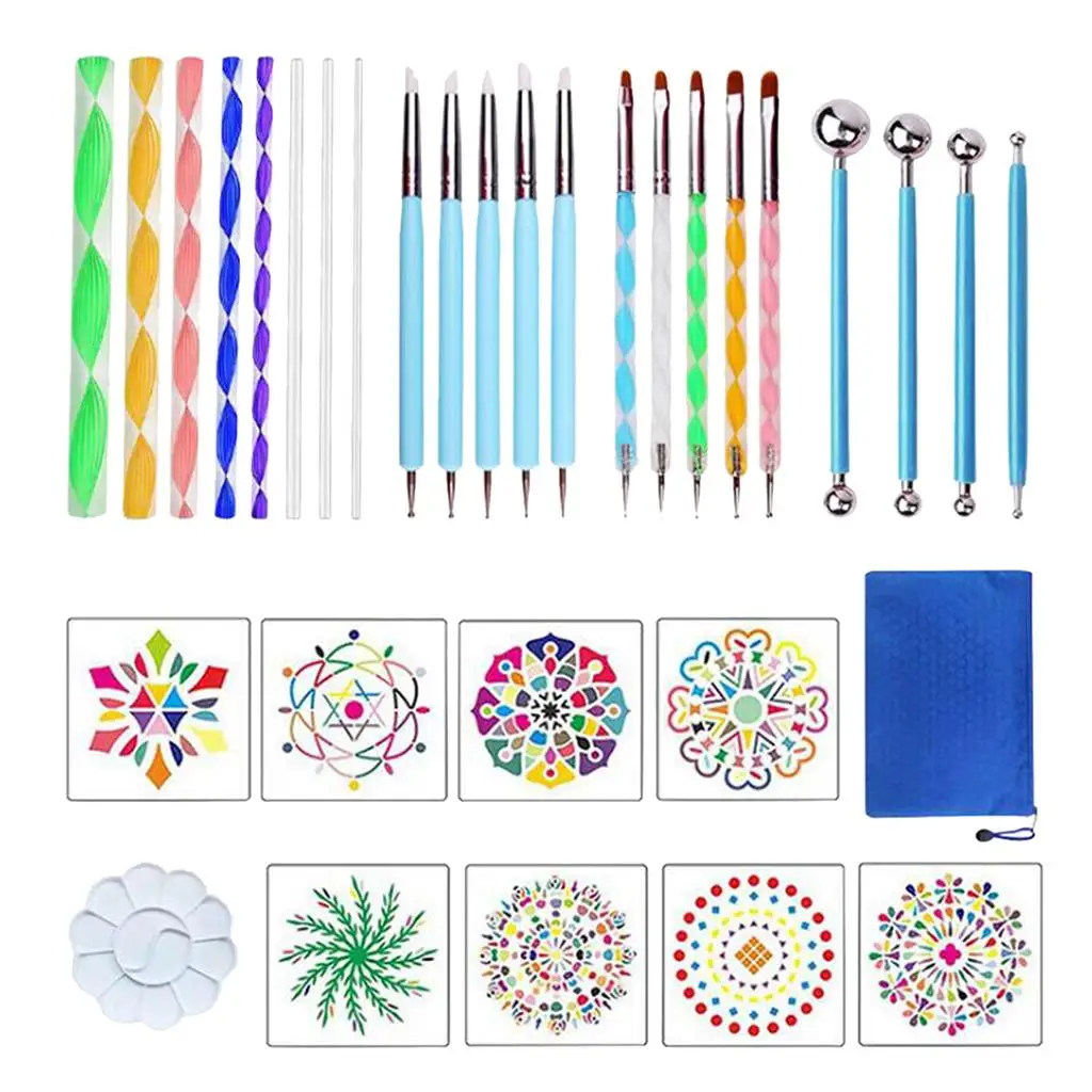 32Pc Mandala Dotting Tools Rock Painting Kits Dot Art Pen Paint Stencil for Kids