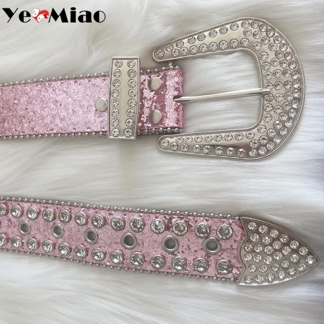 Premium Strap Men Women Western Fashion Pink Bling Bling Rhinestones D –  Bikers Gear Online