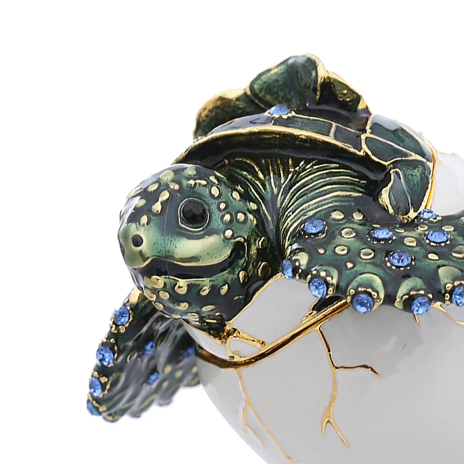Tortoise Jeweled Box Trinket Case Rhinestone Enamel Figurine Home Decoration