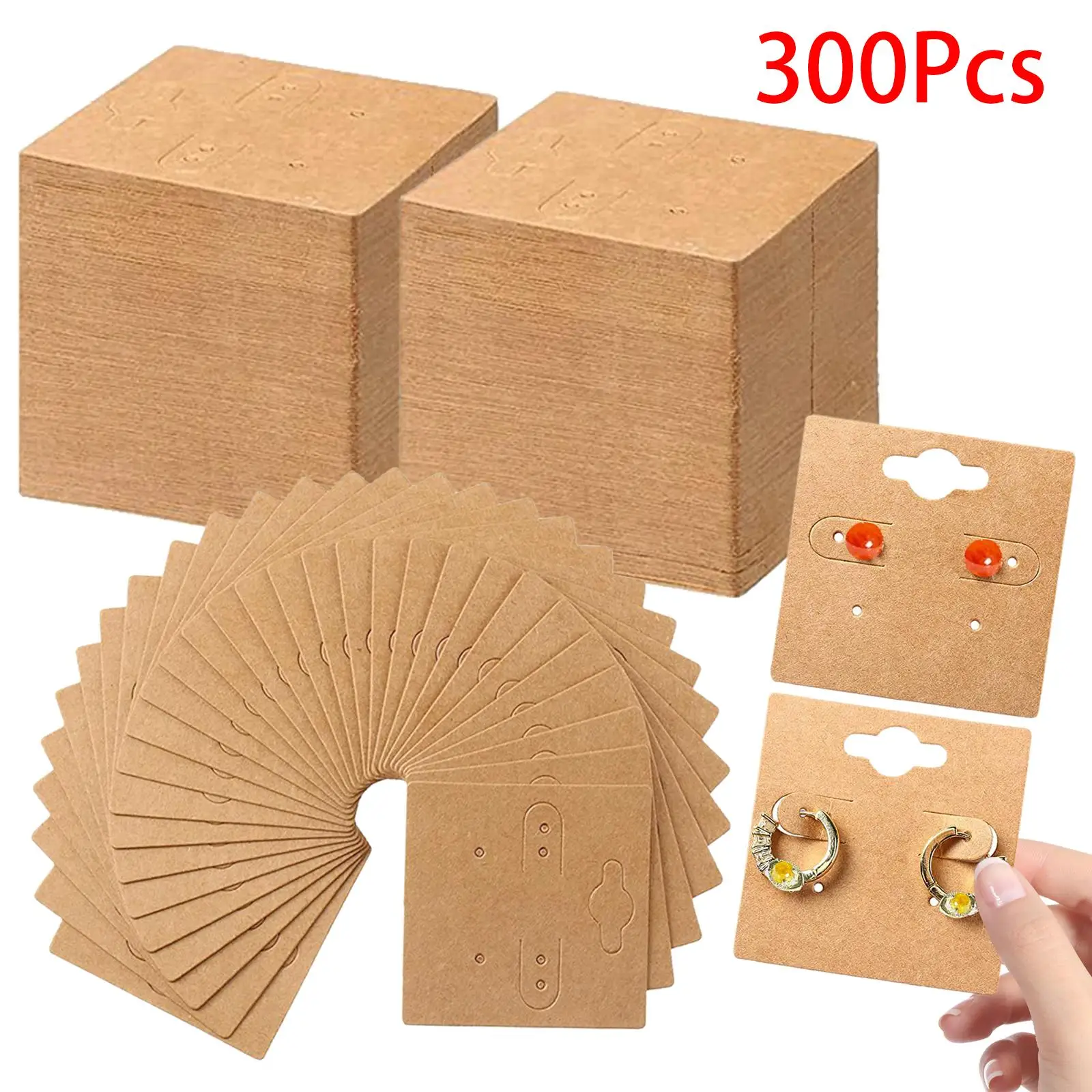 300 Pieces Kraft Paper Earring Display Cards Earring Studs Cards for Retail DIY Crafts Store Trade Show Mall Business Packaging