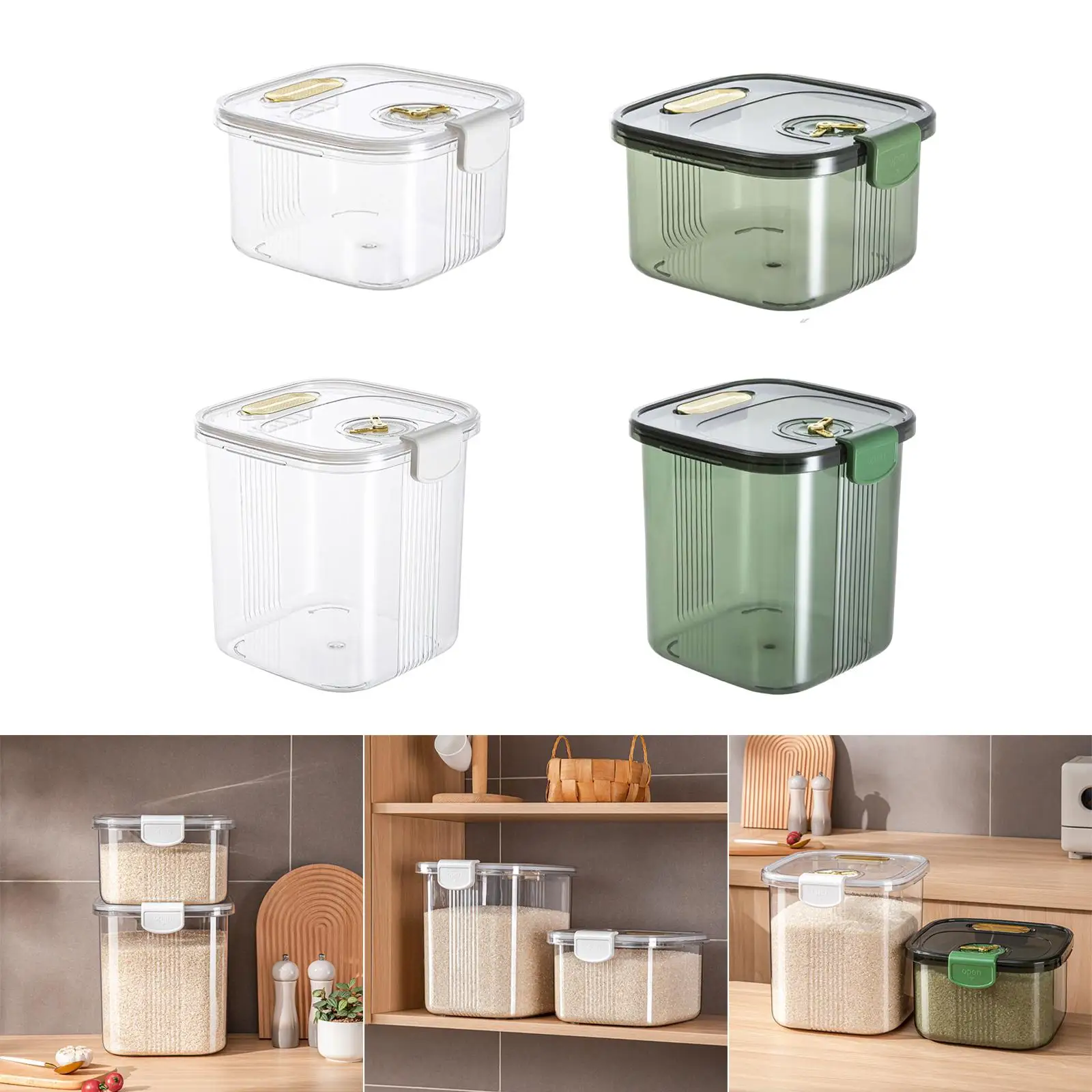 Airtight Rice Storage Containers Transparent Locking Lid Bulk Food Storage for Pet Food Flour