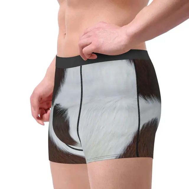 Male Cool Smooth Cow Fur In Brown And White Colors Underwear Boxer Briefs  Men Breathbale 3D Print Shorts Underpants