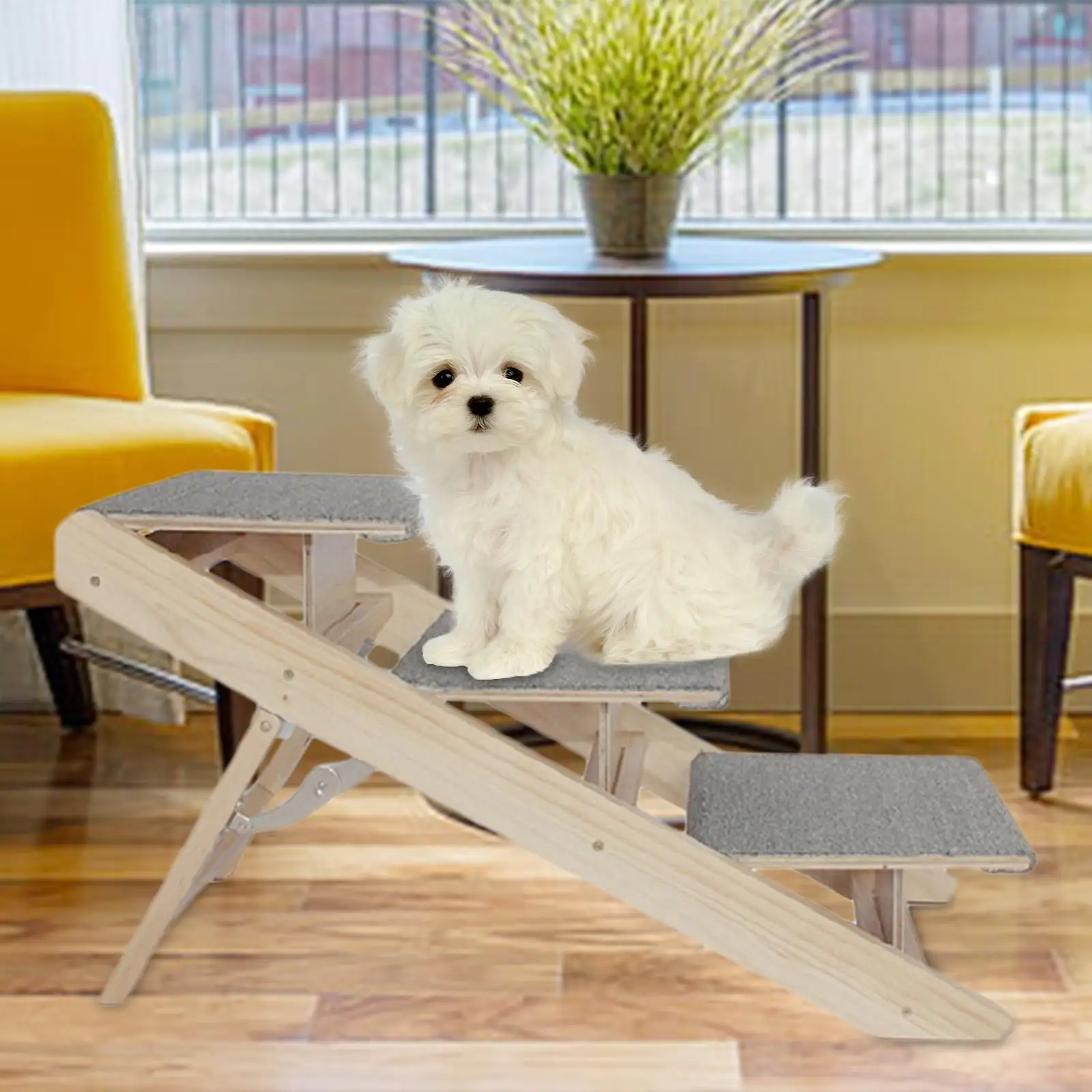 Foldable Pet Dog Stairs Ladder Wooden Ramp Puppy Non Slip Stairs Climbing Durable Step Sofa Indoor Beside Cars Pet Supplies