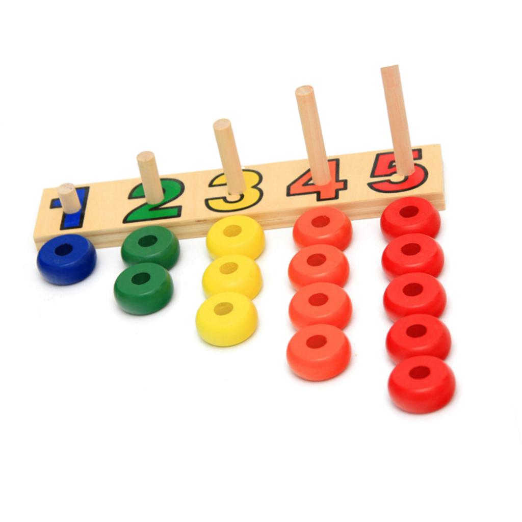 Wooden Montessori Toy Stacking Block of Geometry and Numbers Early Educational Toy for Children