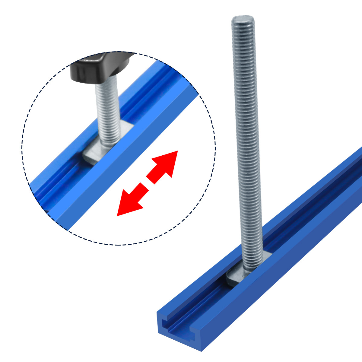 5er-Pack T-Bolzen-Knopf-Set, T-Slider T-Schlitz, T-Schraube und Mutter, T-Schraube und Kunststoff-Knopfmutter, Stichschraubenbefestigung für Werkbank-T-Nut – Detail 7