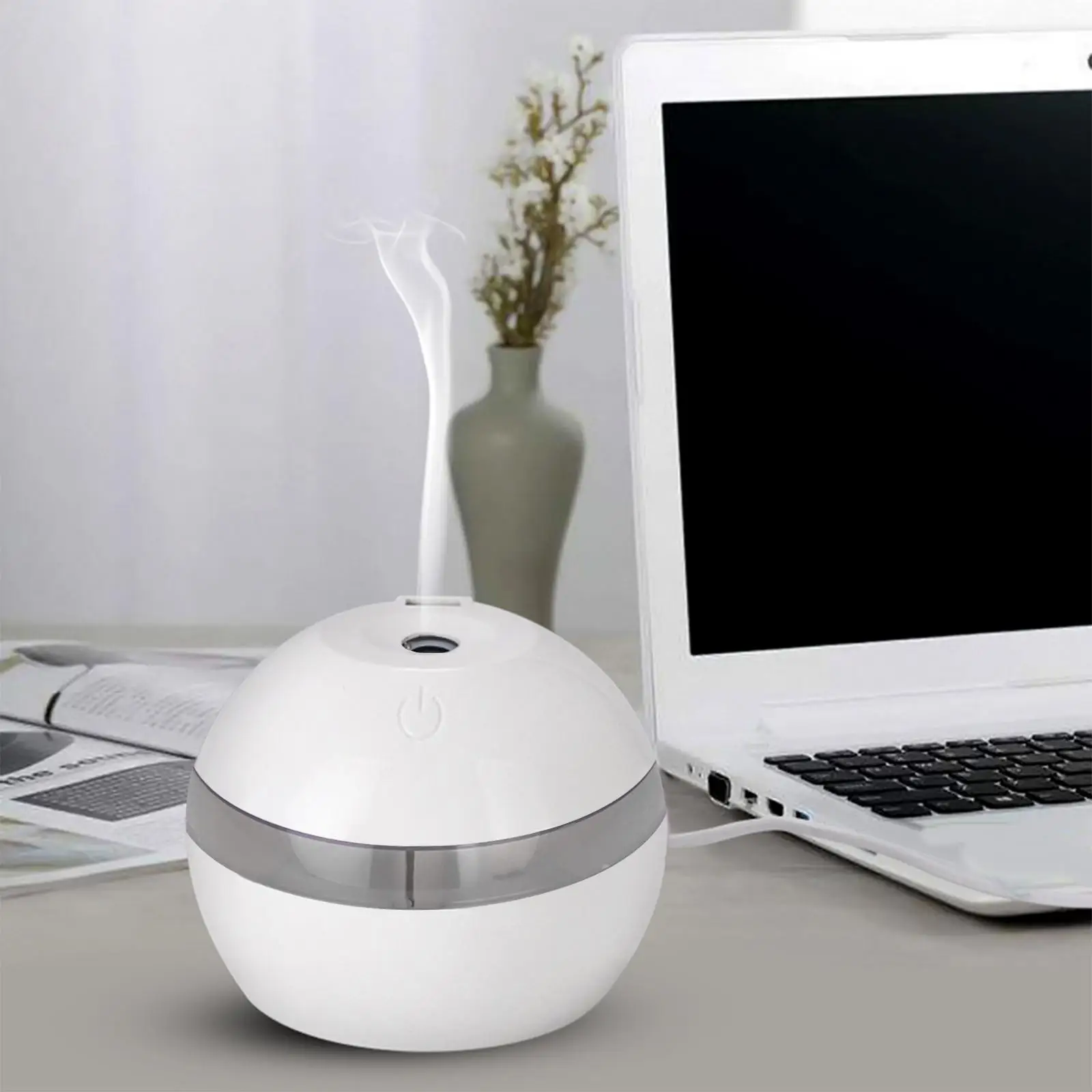 Humidifier USB Night Light Spherical USB Fan Three-In- Device for Bedroom