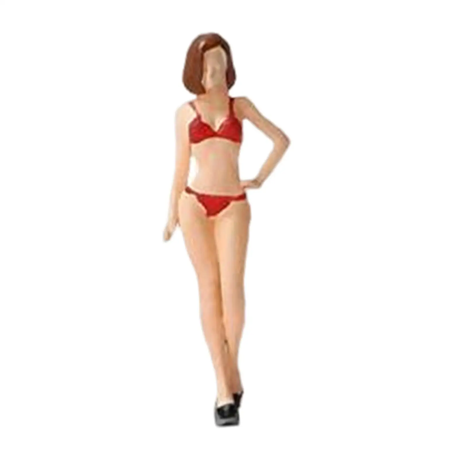 1/64 Scale People Model Role Play Figure Resin girl People Figurine for Miniature Scene Desktop Decoration Train Layout
