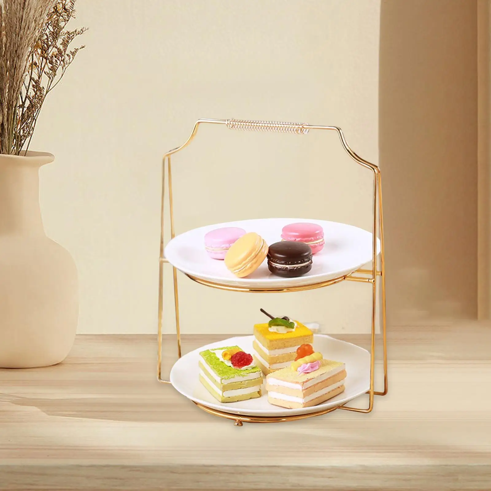 2 Tier Dessert Pastry Plate Rack Fruit Candy Shelf for Wedding Receptions