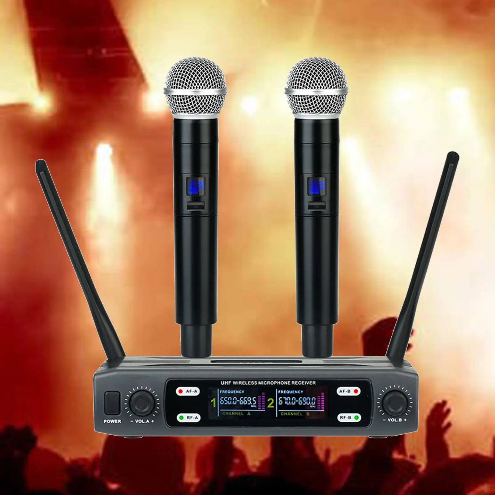 Dual Wireless Microphone System High Performance Premium Dual Wireless Mic Professional for Speech DJ Performance Stage Meeting