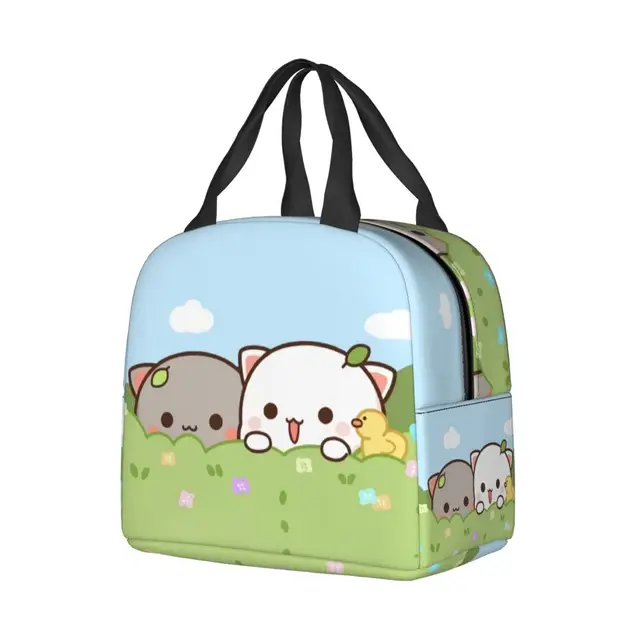 Couple Mochi Cat Peach And Goma Thermal Insulated Lunch Bags Women Lunch  Container For Kids School Children Storage Food Box