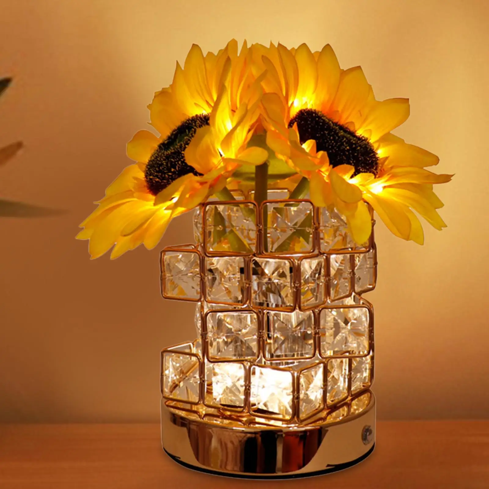 Artificial Flower Lamp Touch Control Sunflowers Bedside Table Lamp LED Nightlight for Living Room Cabinet NightStand Farmhouse