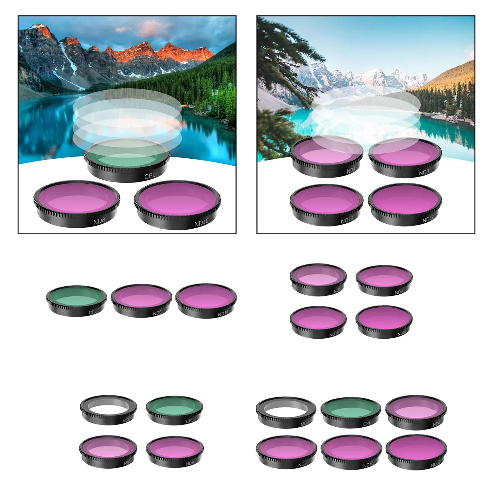 Filters Kit Lightweight Thread Installation Glass Easy to Install and Remove Oilproof Waterproof for Go2 Go3 Camera Attachments