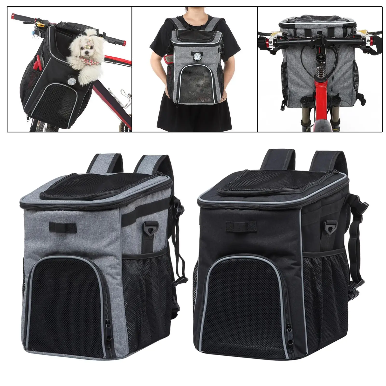 Dog Bike Basket Bag Breathable Dog Backpack Carrier Removable Lightweight Knapsack Pet Travel Bag for Bike Riding Walking
