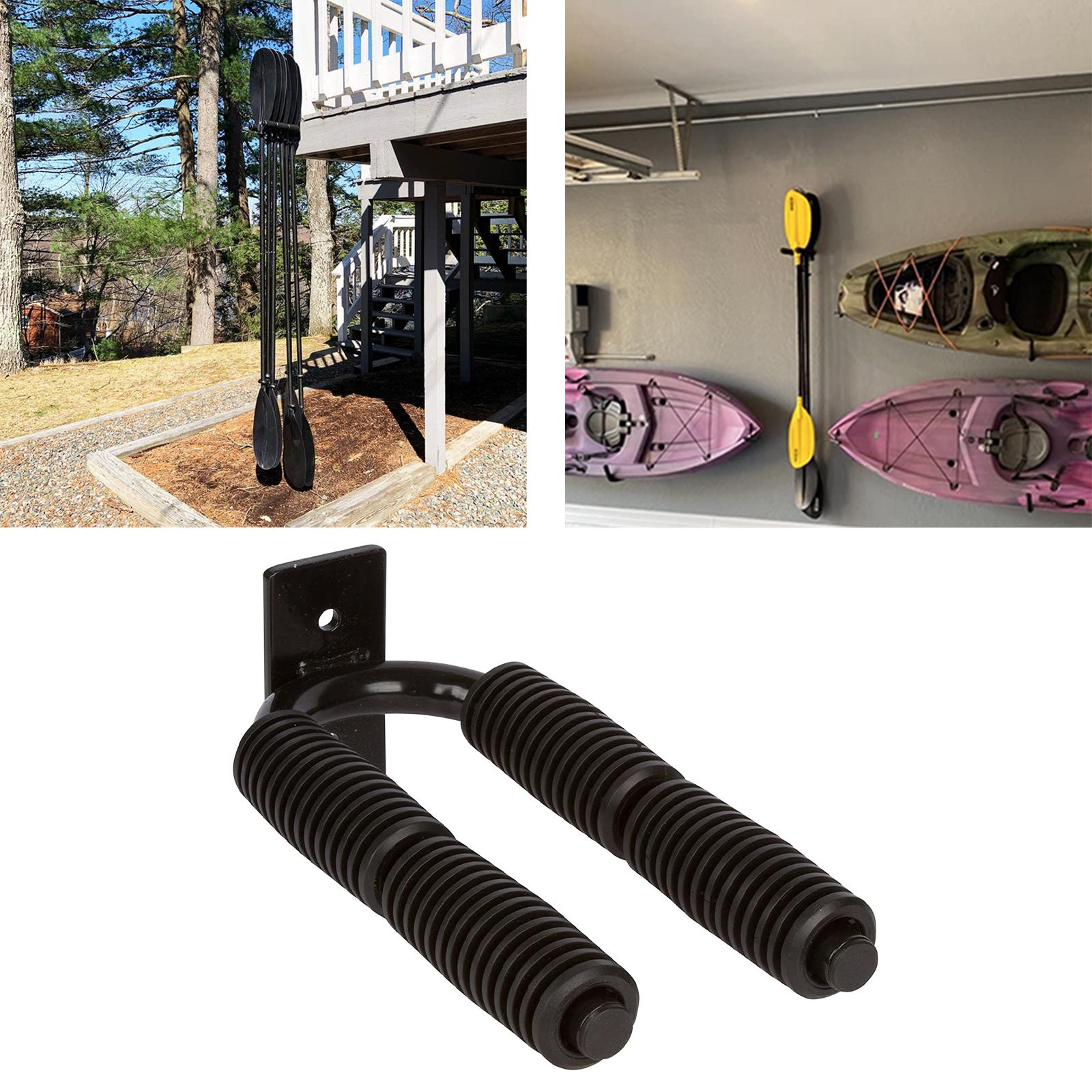 Metal Kayak Paddle Storage Rack Wall Mount Oar Storage Organization Accessories Black for Docks Sheds Indoor Garage