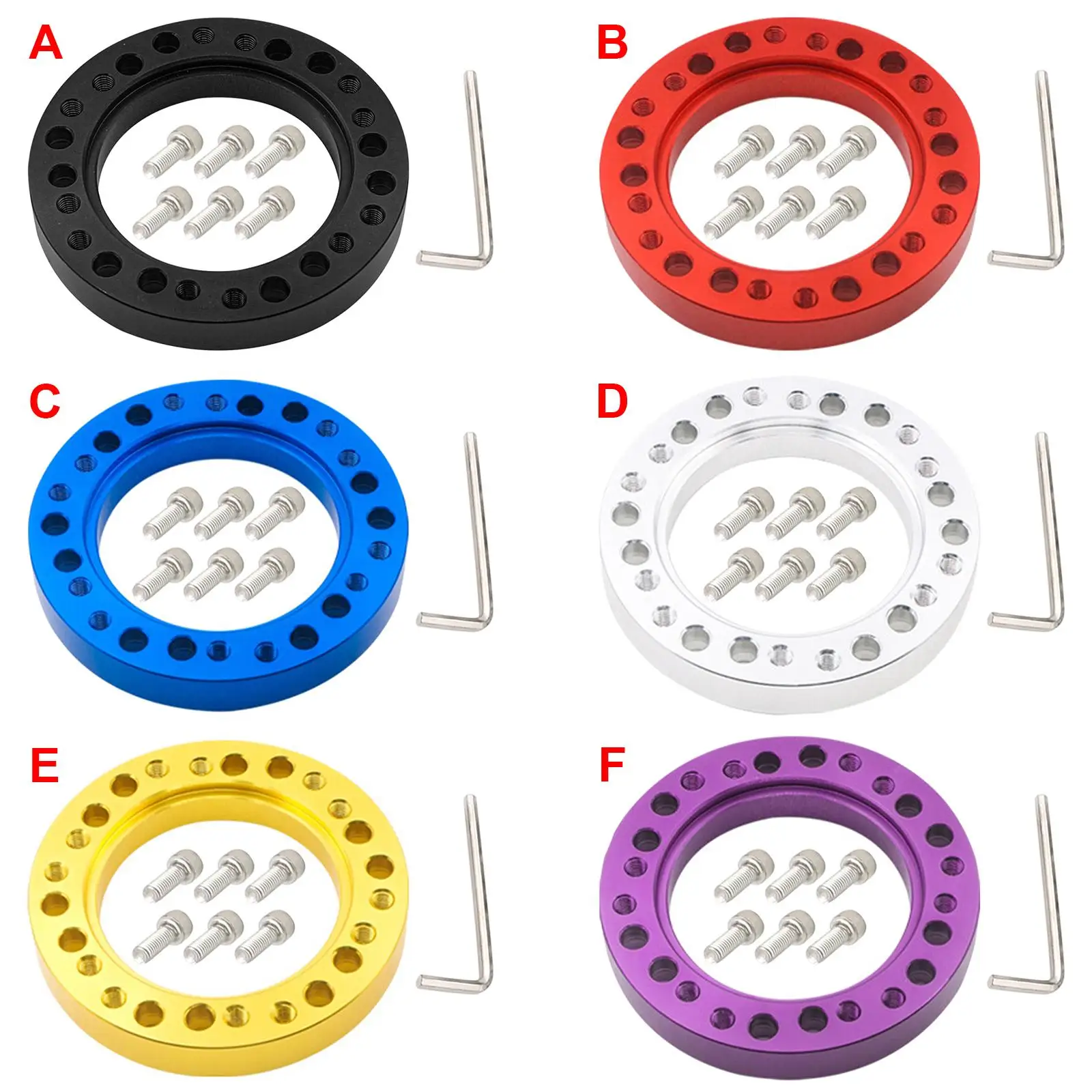 Aluminum Alloy Car Steering Wheel Hub Adapter Spacer Pad with Six Screws Vehicle Parts