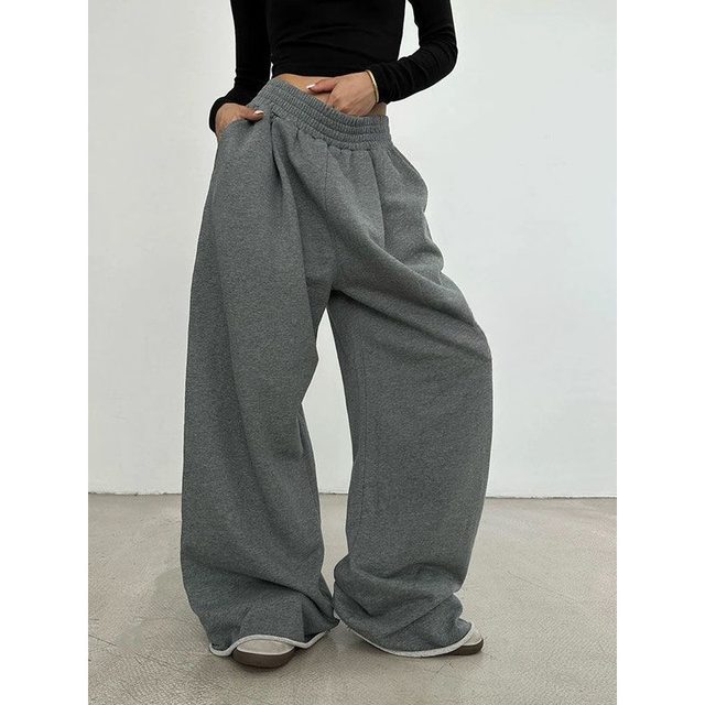 Women Brown Sweatpants|women's High Waist Wide Leg