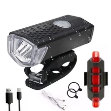 Bike Light Set Front Light with Taillight USB Rechargeable Easy to Install 3 Modes Bicycle Accessories for the Bicycle Road MTB