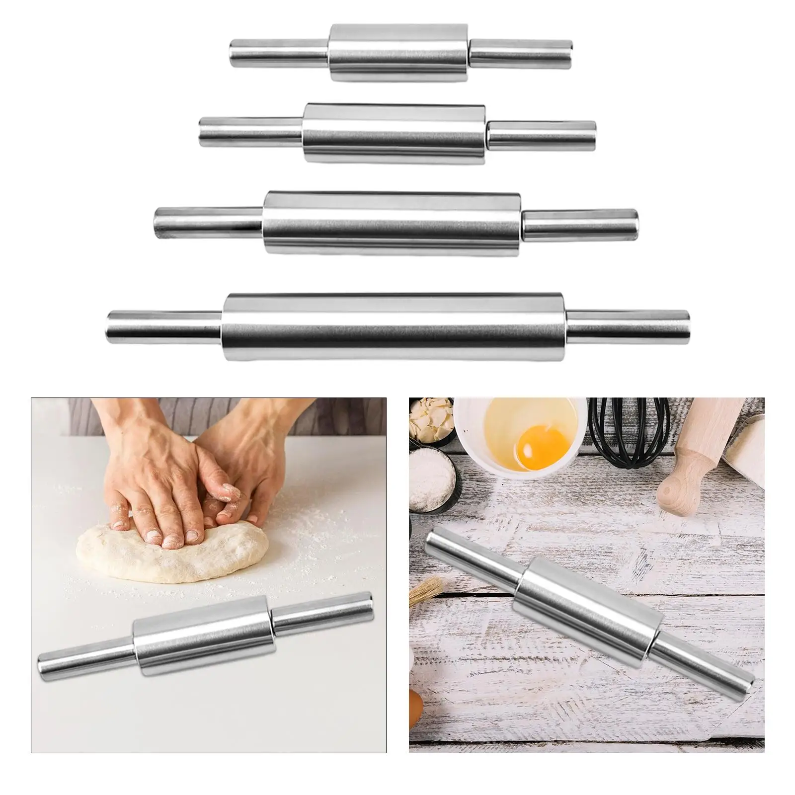 Stainless Steel Rolling Pin Easy Cleaning Handheld Pie Making Baking Tool for Cookies Biscuit Pizza Pie Pastries Dumpling Making