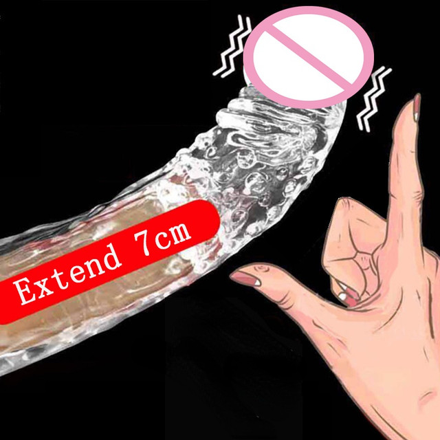 18CM Reusable Condoms Penis Extender Sleeve Delay Ejaculation