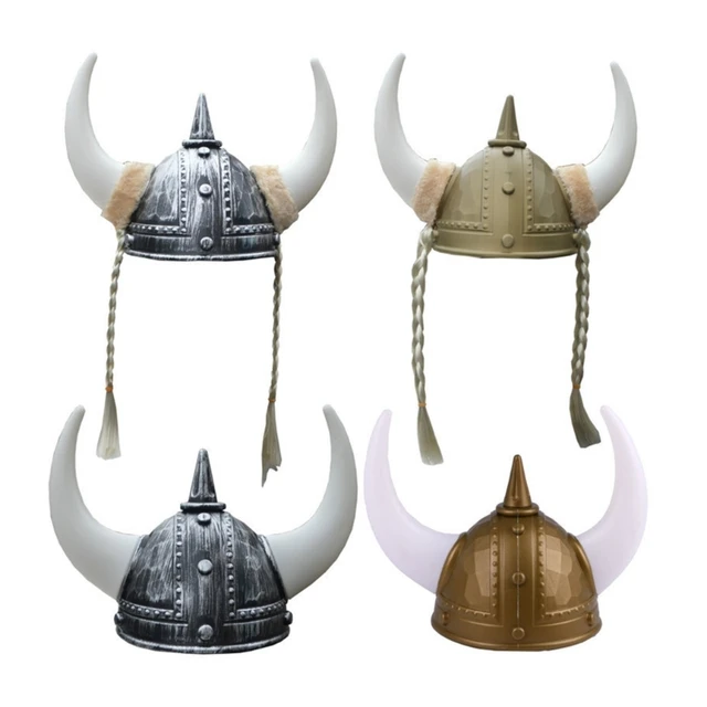 Casco Vikingo Cuernos, Color Dorado, Adulto Disfaraz Complemento Sombreros  Gorro