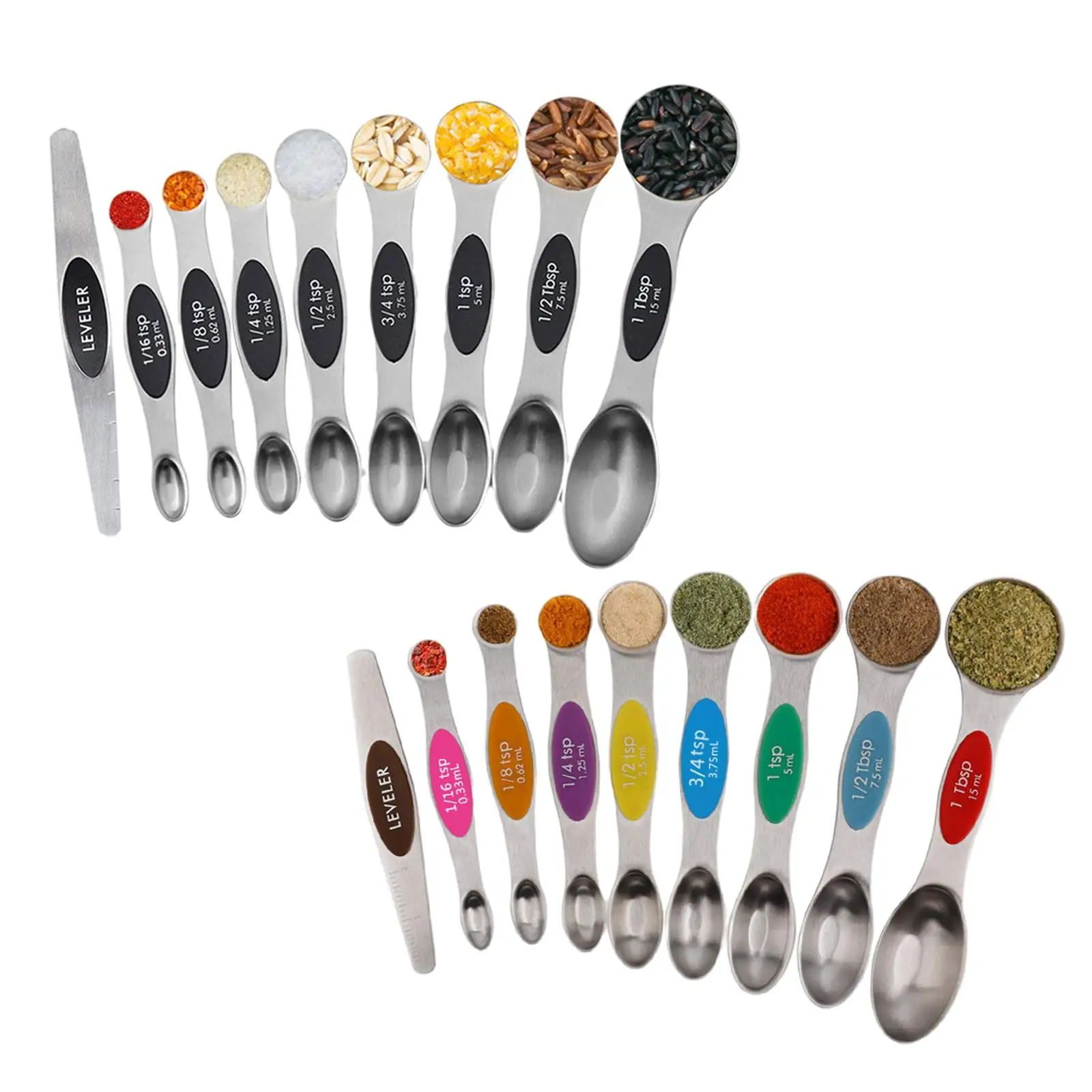 9 Pieces  Measuring Spoons Stainless Steel d Stackable Teaspoon for Measuring Dry and Liquid, Fit for Spice Jars
