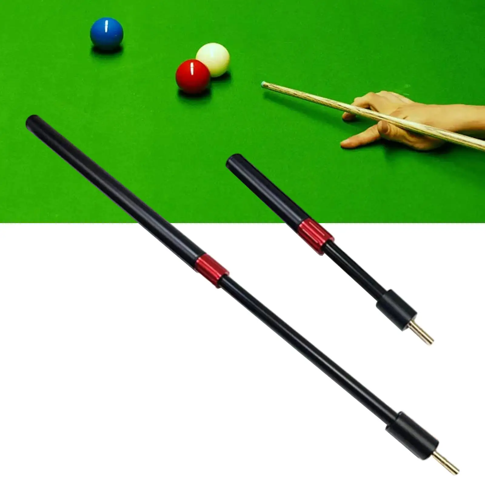 2 Pieces Pool Cue Extender Attachment Portable Aluminum Alloy Billiards Cue