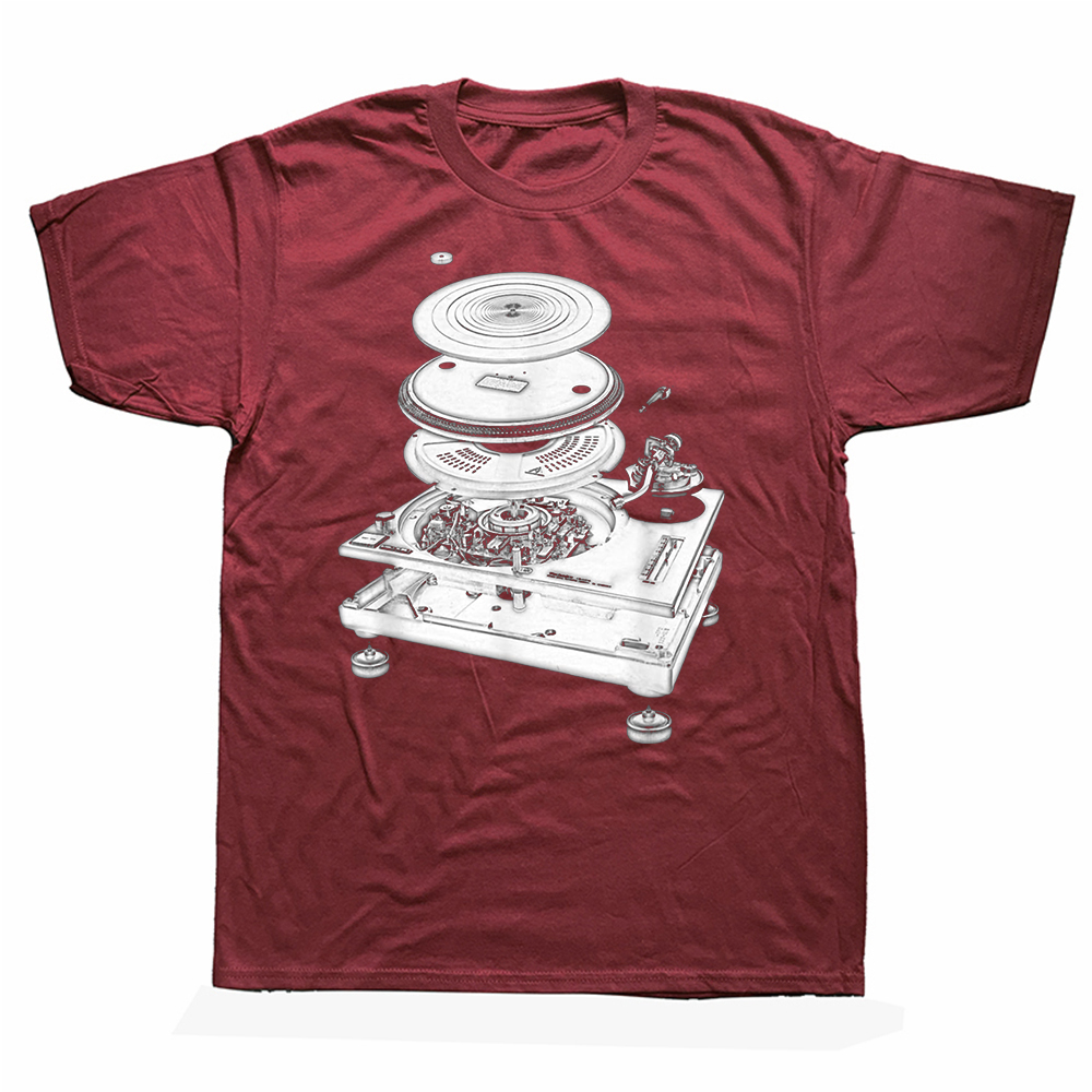 Lustige DJ Plattenspieler 1210 Exploded Blueprint Design T Shirts Sommer Grafik Streetwear Musik Hip Hop Geburtstag Geschenke T-shirt Männer – Detail 3
